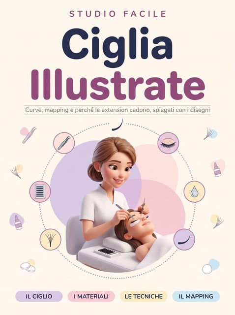 Ciglia Illustrate — curve, mapping e perché le extension cadono, spiegati con i disegni