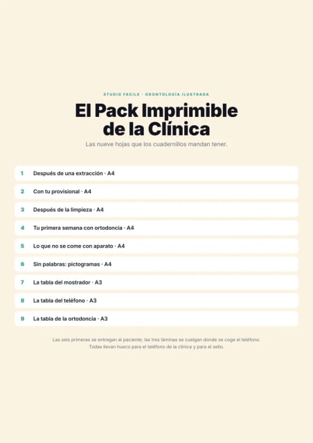 El Pack Imprimible de la Clínica — Las nueve hojas que los cuadernillos mandan tener