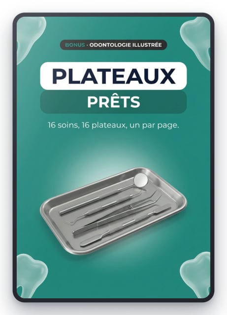 Plateaux Prêts — 16 soins du cabinet, un plateau par page