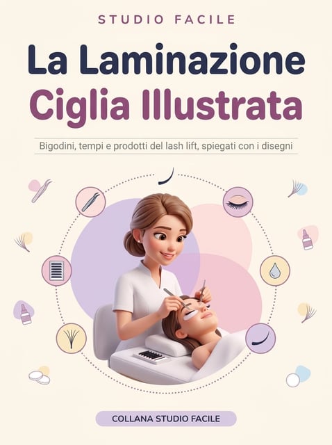 La Laminazione Ciglia Illustrata — bigodini, tempi e prodotti del lash lift, spiegati con i disegni