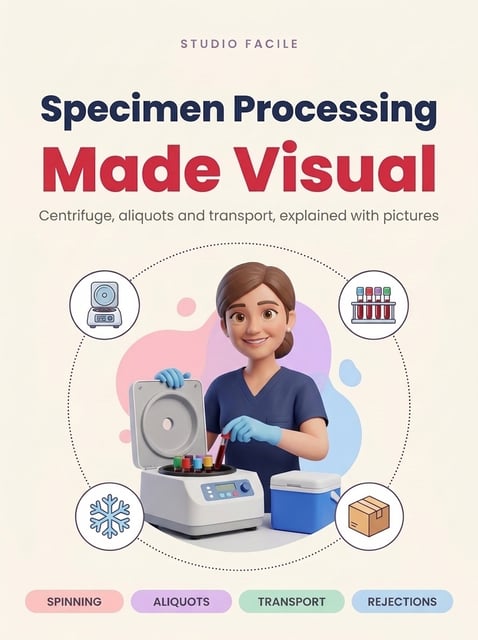 Specimen Processing Made Visual — centrifuge, aliquots and transport, explained with pictures