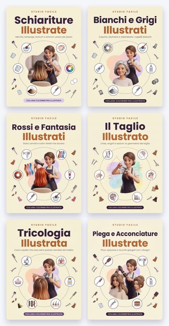 La Biblioteca del Parrucchiere — sei volumi illustrati: colore, taglio, piega e cute
